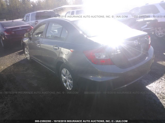 2HGFB2F59CH563553 - 2012 HONDA CIVIC LX GRAY photo 3