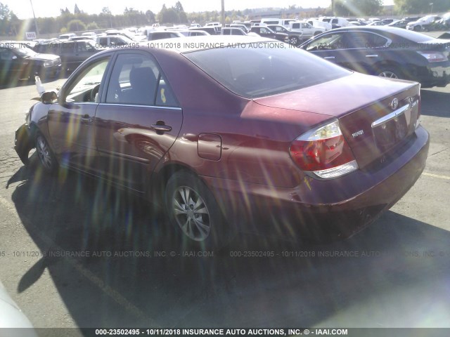 4T1BF30K05U103523 - 2005 TOYOTA CAMRY LE/XLE/SE ბურგუნდია ფოტო 3