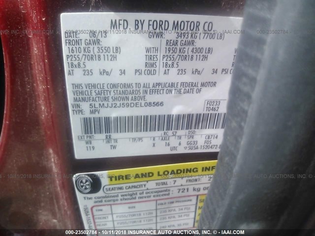 5LMJJ2J59DEL08566 - 2013 LINCOLN NAVIGATOR Rot Foto 9