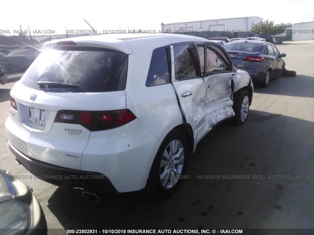 5J8TB1H28AA006936 - 2010 ACURA RDX WHITE photo 4