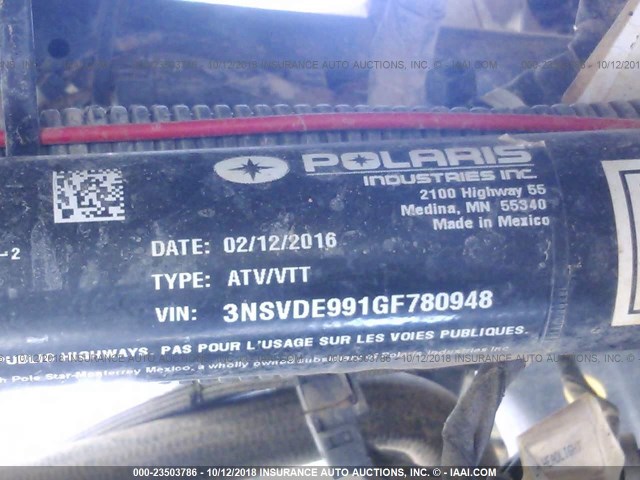 3NSVDE991GF780948 - 2016 POLARIS RZR XP 1000 EPS RED photo 9