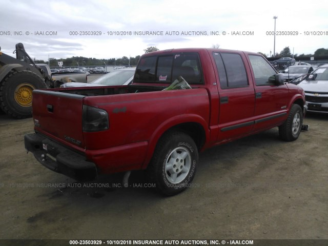 1GCDT13W22K128066 - 2002 CHEVROLET S TRUCK S10 RED photo 4