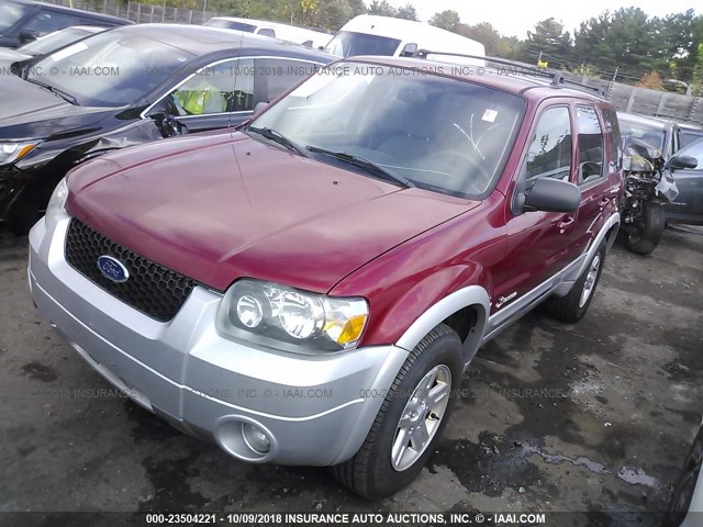 1FMCU96H35KC07184 - 2005 FORD ESCAPE HEV BURGUNDY photo 2