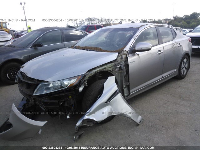 KNAGM4AD0D5041990 - 2013 KIA OPTIMA HYBRID SILVER photo 2