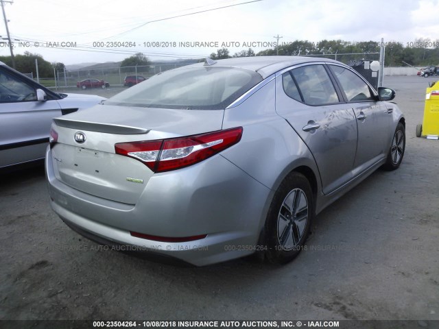 KNAGM4AD0D5041990 - 2013 KIA OPTIMA HYBRID SILVER photo 4