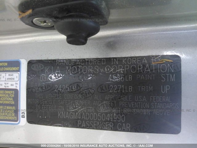 KNAGM4AD0D5041990 - 2013 KIA OPTIMA HYBRID SILVER photo 9