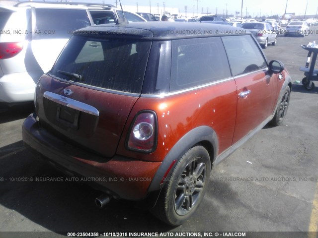 WMWSU3C52DT372379 - 2013 MINI COOPER ORANGE photo 4