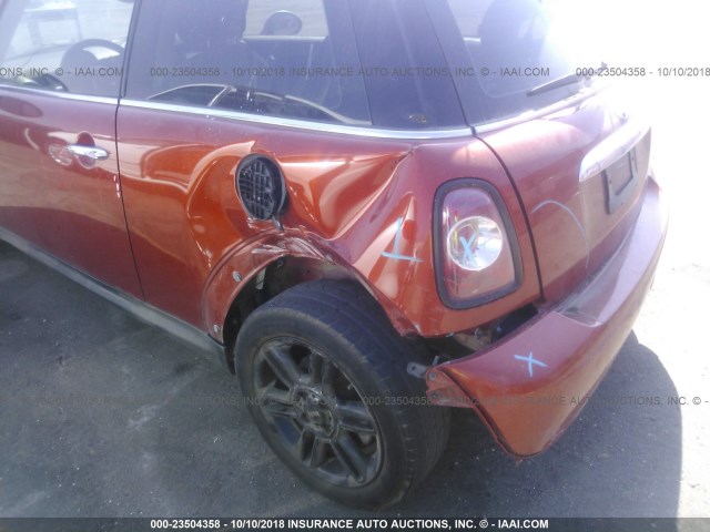 WMWSU3C52DT372379 - 2013 MINI COOPER ORANGE photo 6
