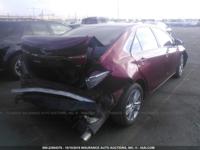 4T1BF1FK1FU913000 - 2015 TOYOTA CAMRY LE/XLE/SE/XSE 红色 照片 4