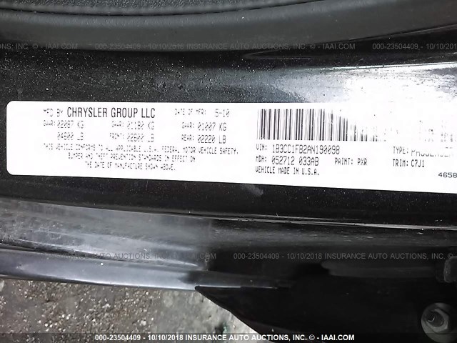 1B3CC1FB2AN190098 - 2010 DODGE AVENGER EXPRESS 黑色 照片 9