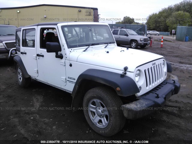 1C4BJWKG3FL690871 - 2015 JEEP WRANGLER UNLIMITE SPORT WHITE photo 1