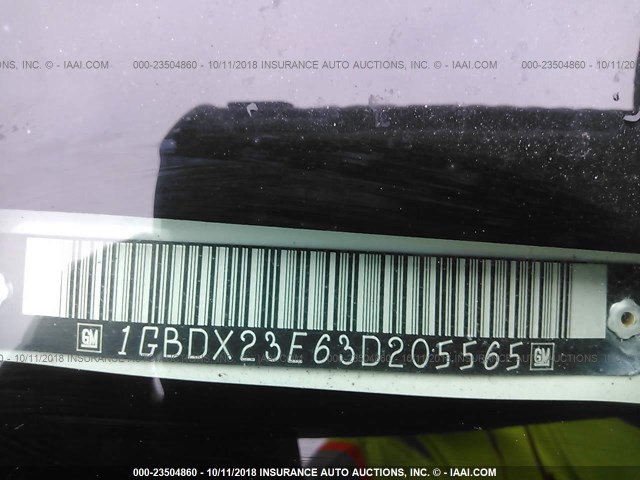1GBDX23E63D205565 - 2003 CHEVROLET VENTURE INCOMPLETE WHITE photo 9