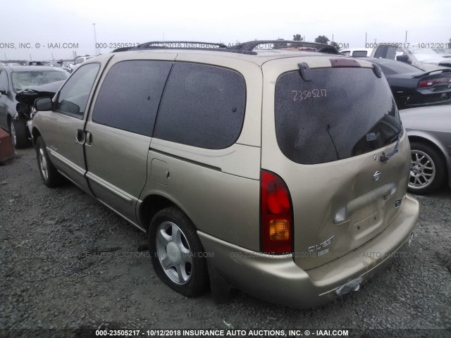 4N2XN11T9XD833701 - 1999 NISSAN QUEST SE/GLE/GXE Champagne photo 3