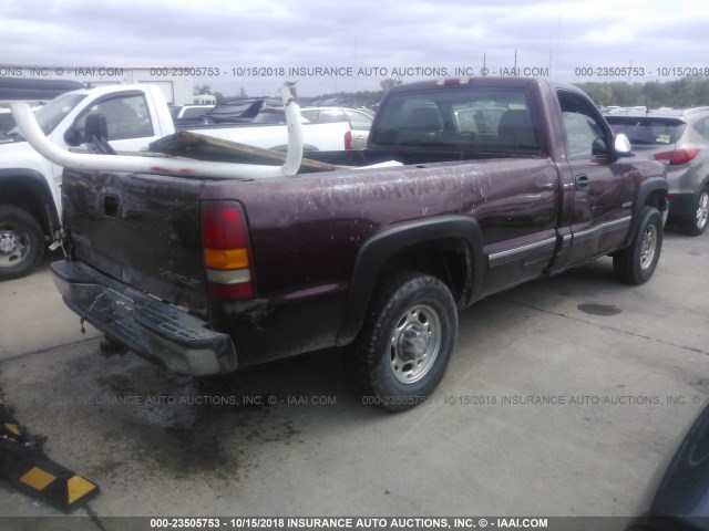 1GCGK24U0YE355556 - 2000 CHEVROLET SILVERADO K2500 BURGUNDY photo 4