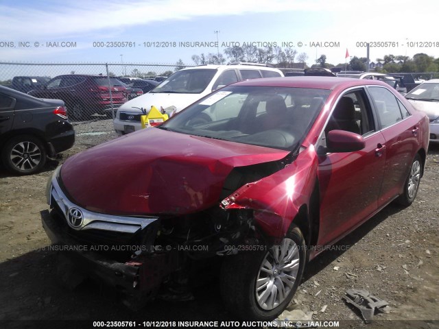 4T1BF1FK6CU536482 - 2012 TOYOTA CAMRY SE/LE/XLE RED photo 2