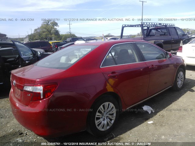 4T1BF1FK6CU536482 - 2012 TOYOTA CAMRY SE/LE/XLE RED photo 4