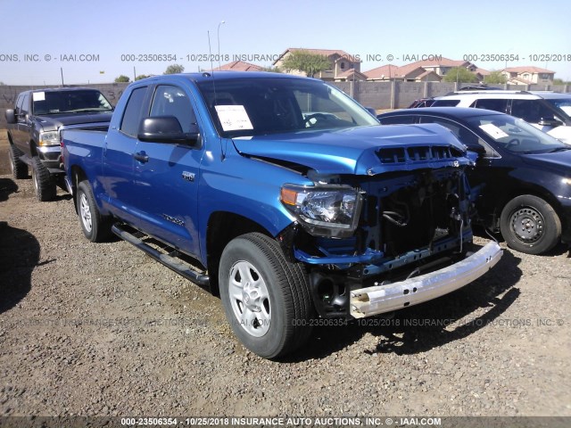 5TFUY5F16JX701478 - 2018 TOYOTA TUNDRA DOUBLE CAB SR/SR5 BLUE photo 1