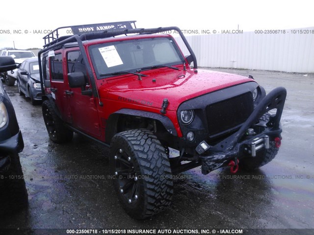 1C4BJWFG0FL756643 - 2015 JEEP WRANGLER UNLIMITE RUBICON RED photo 1