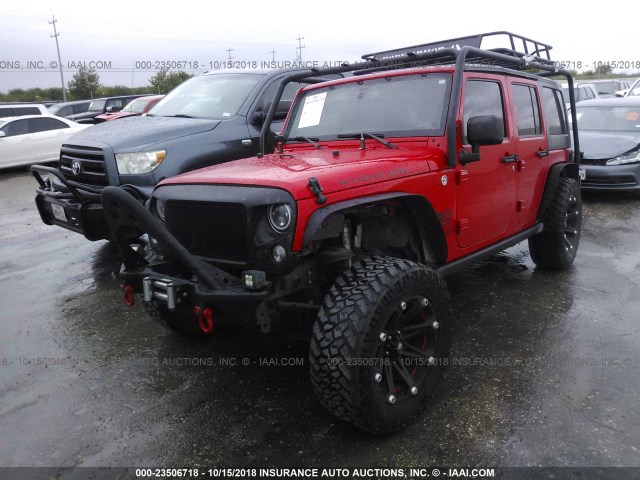 1C4BJWFG0FL756643 - 2015 JEEP WRANGLER UNLIMITE RUBICON RED photo 2