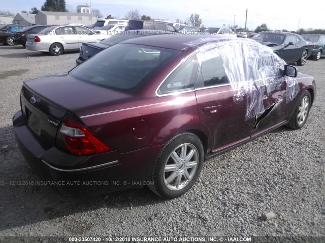 1FAFP25156G164286 - 2006 FORD FIVE HUNDRED LIMITED MAROON photo 4