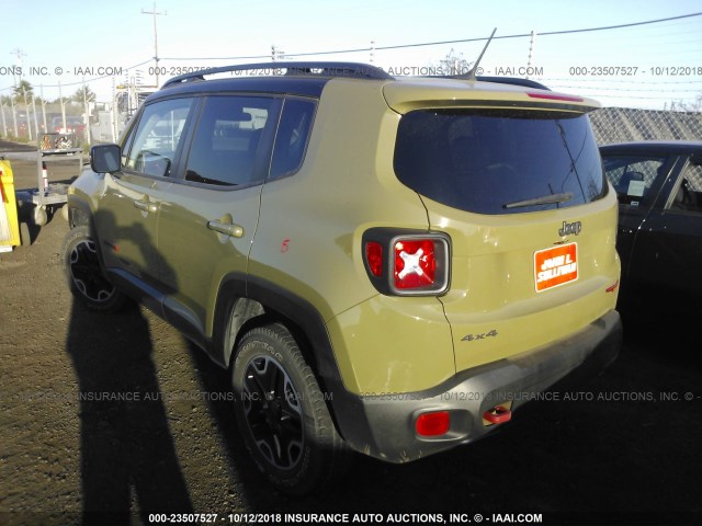 ZACCJBCT4FPB94479 - 2015 JEEP RENEGADE TRAILHAWK GREEN photo 3