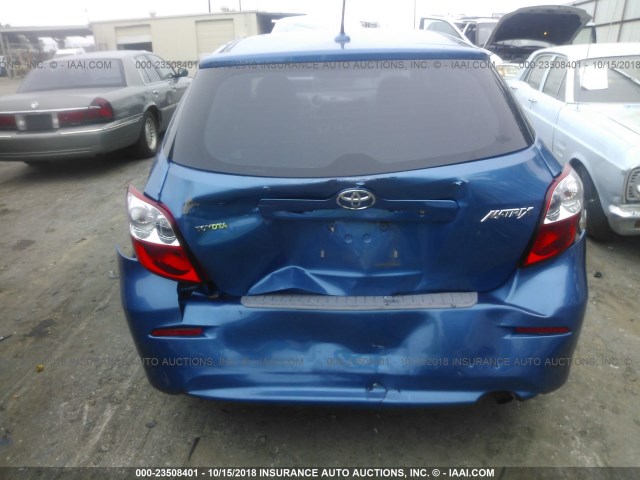 2T1KU40E09C046365 - 2009 TOYOTA COROLLA MATRIX  BLUE photo 6