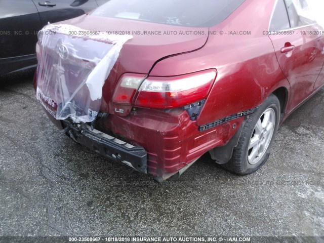 4T1BE46K67U136058 - 2007 TOYOTA CAMRY NEW GENERAT CE/LE/XLE/SE RED photo 6