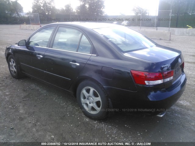 5NPEU46F86H033031 - 2006 HYUNDAI SONATA GLS/LX BLACK photo 3