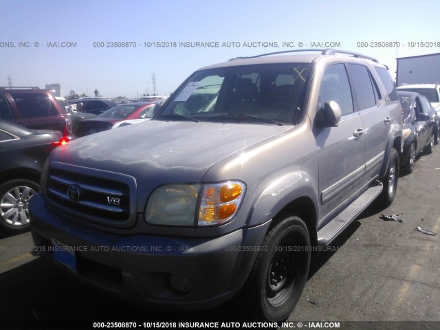 5TDZT38A32S107167 - 2002 TOYOTA SEQUOIA LIMITED GRAY photo 2