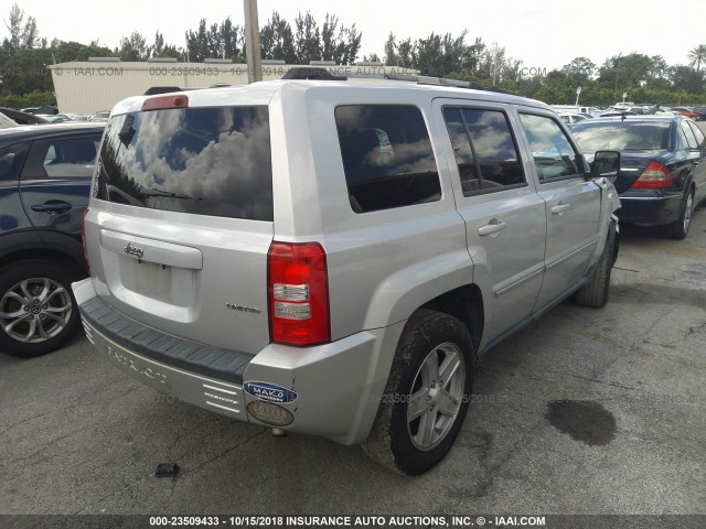 1J4NT4GB1AD506114 - 2010 JEEP PATRIOT LIMITED SILVER photo 4