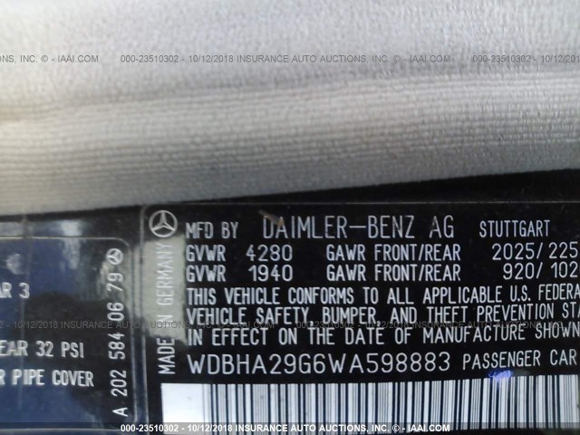 WDBHA29G6WA598883 - 1998 MERCEDES-BENZ C 280 GRAY photo 9