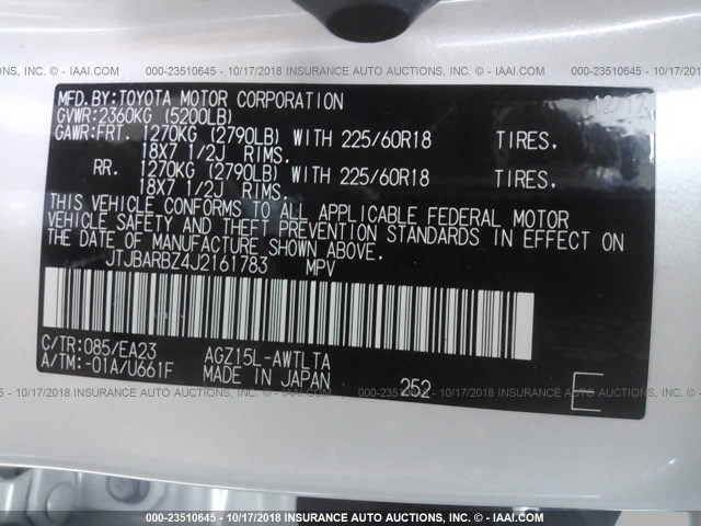 JTJBARBZ4J2161783 - 2018 LEXUS NX 300/BASE/F SPORT 白色 照片 9