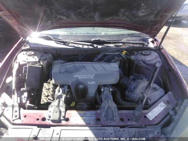 2G2WP522751343793 - 2005 PONTIAC GRAND PRIX წითელი ფოტო 10