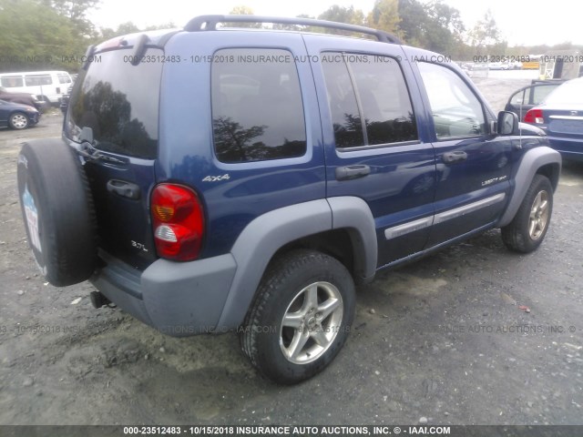 1J4GL48K92W167776 - 2002 JEEP LIBERTY SPORT Dark Blue photo 4