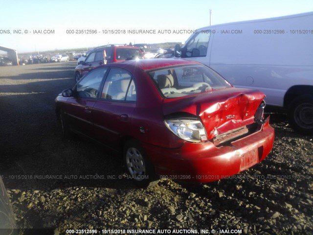 KNADC123126098989 - 2002 KIA RIO RED photo 3