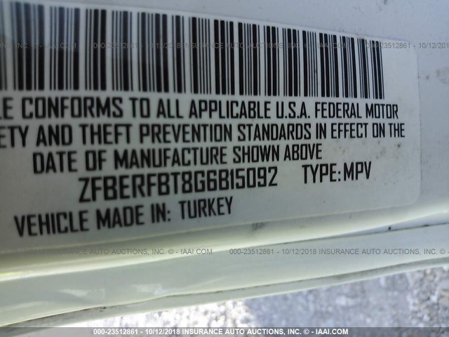 ZFBERFBT8G6B15092 - 2016 RAM PROMASTER CITY SLT 白色 照片 9