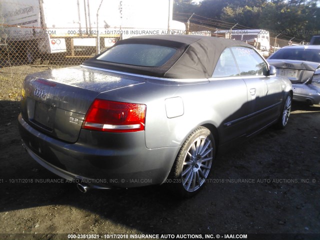 WAUDH48H99K010150 - 2009 AUDI A4 3.2 CABRIOLET QUATTRO GRAY photo 4