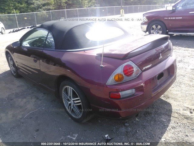 4A3AE75H14E029820 - 2004 MITSUBISHI ECLIPSE SPYDER GTS BURGUNDY photo 3