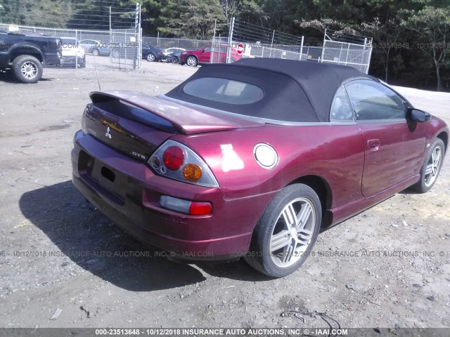 4A3AE75H14E029820 - 2004 MITSUBISHI ECLIPSE SPYDER GTS BURGUNDY photo 4