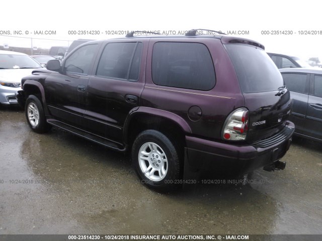 1D4HS58N13F586173 - 2003 DODGE DURANGO SLT PLUS BURGUNDY photo 3