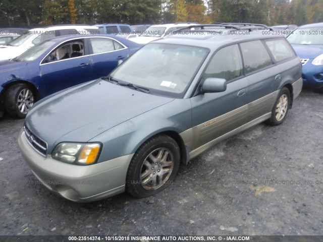 4S3BH686117608339 - 2001 SUBARU LEGACY OUTBACK LIMITED GREEN photo 2