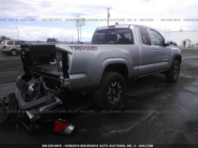 5TFSZ5AN1JX144221 - 2018 TOYOTA TACOMA ACCESS CAB/SR5/TRD SPT/OR SILVER photo 4