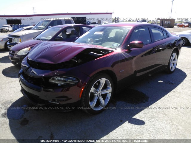 2C3CDXCT2JH156557 - 2018 DODGE CHARGER R/T MAROON photo 2