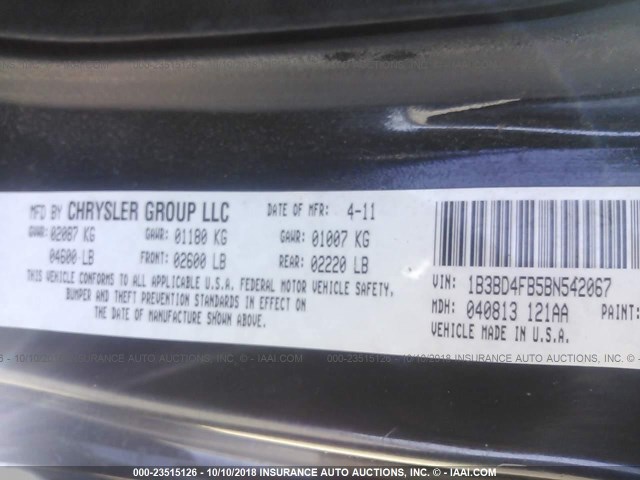 1B3BD4FB5BN542067 - 2011 DODGE AVENGER EXPRESS 蓝色 照片 9