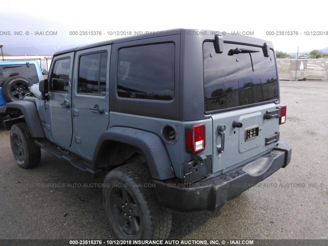 1C4BJWDG2EL305179 - 2014 JEEP WRANGLER UNLIMITE SPORT GRAY photo 3