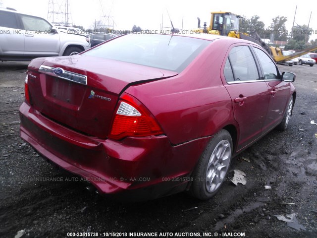 3FADP0L33BR125165 - 2011 FORD FUSION HYBRID RED photo 4