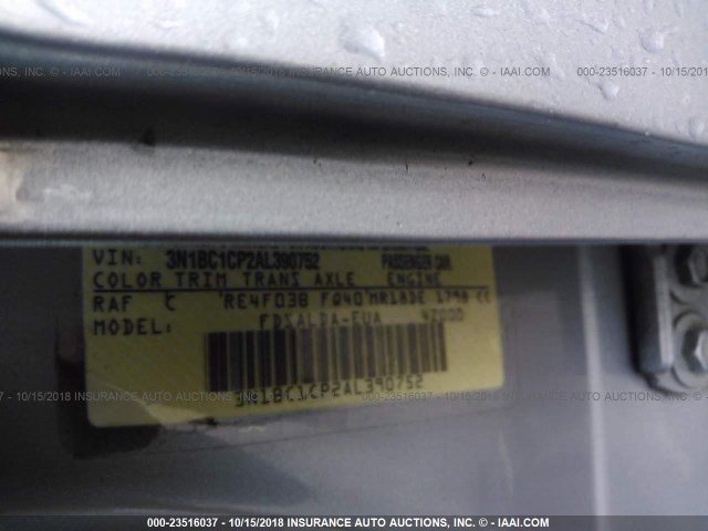 3N1BC1CP2AL390752 - 2010 NISSAN VERSA S/SL Light Blue photo 9