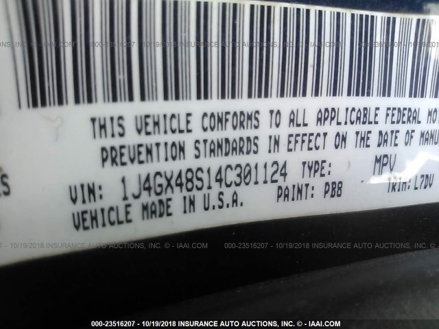 1J4GX48S14C301124 - 2004 JEEP GRAND CHEROKEE LAREDO/COLUMBIA/FREEDOM 蓝色 照片 9