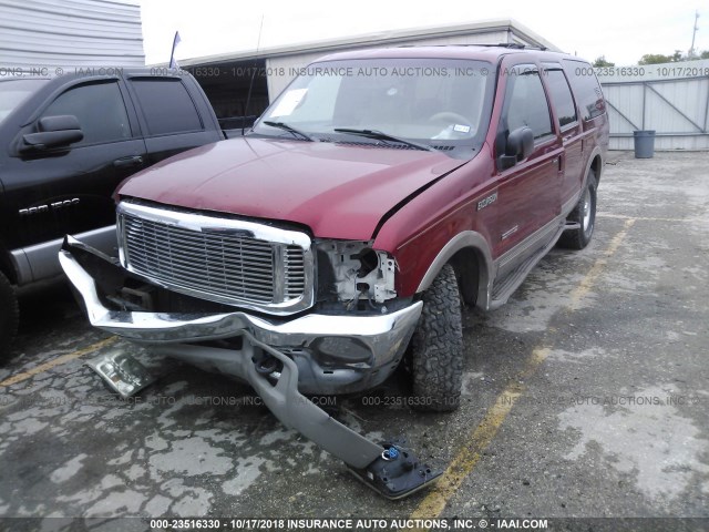 1FMSU43F2YEE17683 - 2000 FORD EXCURSION LIMITED RED photo 2