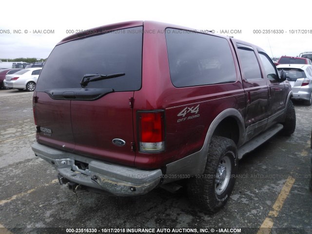 1FMSU43F2YEE17683 - 2000 FORD EXCURSION LIMITED RED photo 4